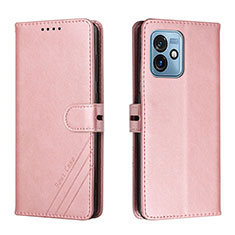 Coque Portefeuille Livre Cuir Etui Clapet H02X pour Motorola Moto G 5G (2023) Or Rose