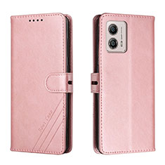 Coque Portefeuille Livre Cuir Etui Clapet H02X pour Motorola Moto G53 5G Or Rose