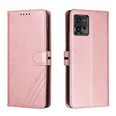 Coque Portefeuille Livre Cuir Etui Clapet H02X pour Motorola Moto G72 Or Rose