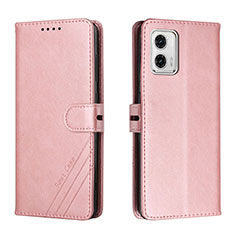 Coque Portefeuille Livre Cuir Etui Clapet H02X pour Motorola Moto G73 5G Or Rose