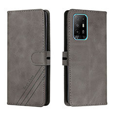 Coque Portefeuille Livre Cuir Etui Clapet H02X pour Oppo F19 Pro+ Plus 5G Gris