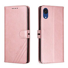 Coque Portefeuille Livre Cuir Etui Clapet H02X pour Samsung Galaxy A03 Core Or Rose