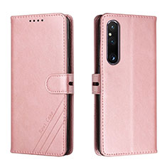 Coque Portefeuille Livre Cuir Etui Clapet H02X pour Sony Xperia 1 V Or Rose