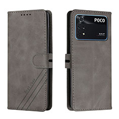 Coque Portefeuille Livre Cuir Etui Clapet H02X pour Xiaomi Poco M4 Pro 4G Gris