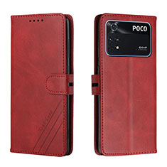 Coque Portefeuille Livre Cuir Etui Clapet H02X pour Xiaomi Poco M4 Pro 4G Rouge