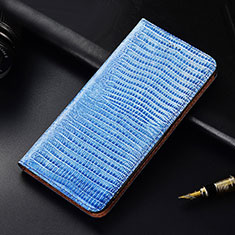 Coque Portefeuille Livre Cuir Etui Clapet H03 pour Apple iPhone 14 Bleu Ciel