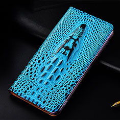 Coque Portefeuille Livre Cuir Etui Clapet H03P pour Apple iPhone 12 Mini Bleu Ciel