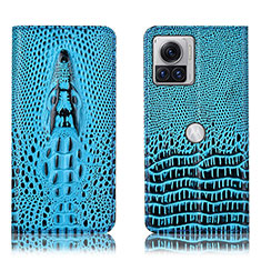 Coque Portefeuille Livre Cuir Etui Clapet H03P pour Motorola Moto Edge 30 Ultra 5G Bleu Ciel