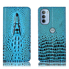 Coque Portefeuille Livre Cuir Etui Clapet H03P pour Motorola Moto G41 Bleu Ciel