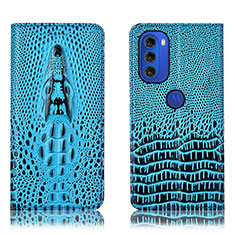 Coque Portefeuille Livre Cuir Etui Clapet H03P pour Motorola Moto G51 5G Bleu Ciel