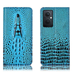 Coque Portefeuille Livre Cuir Etui Clapet H03P pour Oppo A96 5G Bleu Ciel