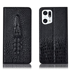 Coque Portefeuille Livre Cuir Etui Clapet H03P pour Oppo Find X5 Pro 5G Noir