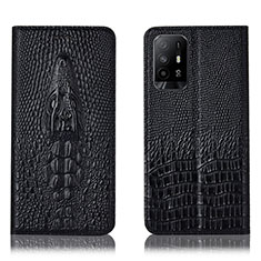 Coque Portefeuille Livre Cuir Etui Clapet H03P pour Oppo Reno5 Z 5G Noir