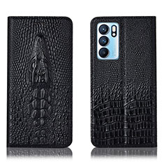 Coque Portefeuille Livre Cuir Etui Clapet H03P pour Oppo Reno6 5G Noir