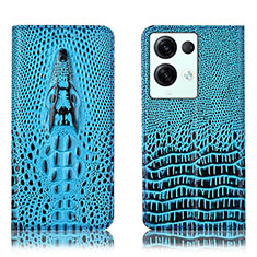 Coque Portefeuille Livre Cuir Etui Clapet H03P pour Oppo Reno8 Pro 5G Bleu Ciel