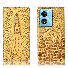 Coque Portefeuille Livre Cuir Etui Clapet H03P pour Oppo Reno8 T 5G Jaune