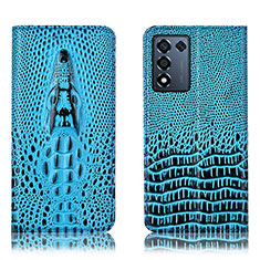 Coque Portefeuille Livre Cuir Etui Clapet H03P pour Realme Q3s 5G Bleu Ciel