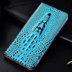 Coque Portefeuille Livre Cuir Etui Clapet H03P pour Samsung Galaxy S22 Ultra 5G Bleu Ciel