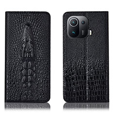 Coque Portefeuille Livre Cuir Etui Clapet H03P pour Xiaomi Mi 11 Pro 5G Noir