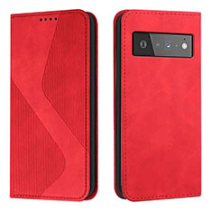 Coque Portefeuille Livre Cuir Etui Clapet H03X pour Google Pixel 6 5G Rouge