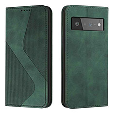 Coque Portefeuille Livre Cuir Etui Clapet H03X pour Google Pixel 6 5G Vert