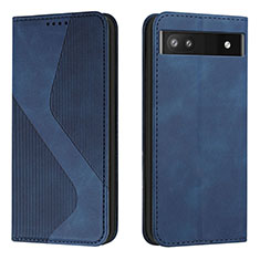 Coque Portefeuille Livre Cuir Etui Clapet H03X pour Google Pixel 6a 5G Bleu