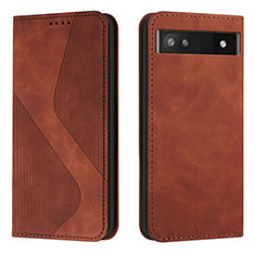 Coque Portefeuille Livre Cuir Etui Clapet H03X pour Google Pixel 6a 5G Marron