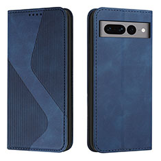 Coque Portefeuille Livre Cuir Etui Clapet H03X pour Google Pixel 7 Pro 5G Bleu