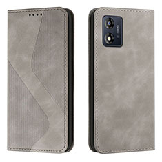 Coque Portefeuille Livre Cuir Etui Clapet H03X pour Motorola Moto E13 Gris