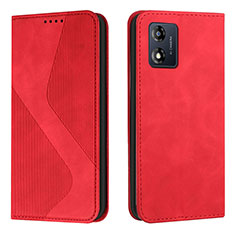 Coque Portefeuille Livre Cuir Etui Clapet H03X pour Motorola Moto E13 Rouge