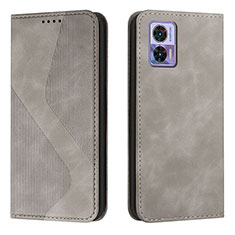 Coque Portefeuille Livre Cuir Etui Clapet H03X pour Motorola Moto Edge 30 Lite 5G Gris