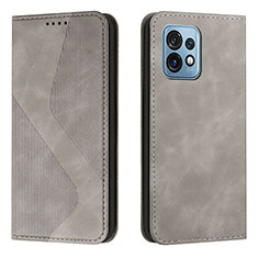 Coque Portefeuille Livre Cuir Etui Clapet H03X pour Motorola Moto Edge Plus (2023) 5G Gris