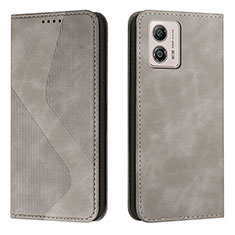 Coque Portefeuille Livre Cuir Etui Clapet H03X pour Motorola Moto G53 5G Gris