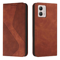 Coque Portefeuille Livre Cuir Etui Clapet H03X pour Motorola Moto G53j 5G Marron