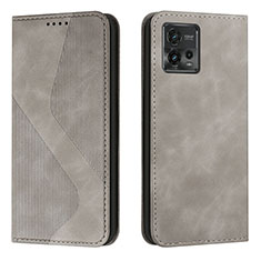 Coque Portefeuille Livre Cuir Etui Clapet H03X pour Motorola Moto G72 Gris