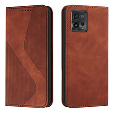 Coque Portefeuille Livre Cuir Etui Clapet H03X pour Motorola Moto G72 Marron