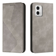 Coque Portefeuille Livre Cuir Etui Clapet H03X pour Motorola Moto G73 5G Gris