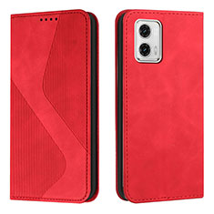 Coque Portefeuille Livre Cuir Etui Clapet H03X pour Motorola Moto G73 5G Rouge