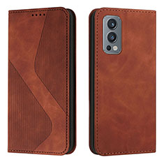 Coque Portefeuille Livre Cuir Etui Clapet H03X pour OnePlus Nord 2 5G Marron