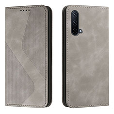 Coque Portefeuille Livre Cuir Etui Clapet H03X pour OnePlus Nord CE 5G Gris