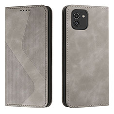 Coque Portefeuille Livre Cuir Etui Clapet H03X pour Samsung Galaxy A03 Gris