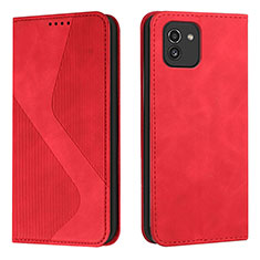 Coque Portefeuille Livre Cuir Etui Clapet H03X pour Samsung Galaxy A03 Rouge