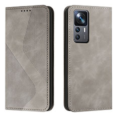 Coque Portefeuille Livre Cuir Etui Clapet H03X pour Xiaomi Mi 12T Pro 5G Gris