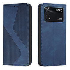 Coque Portefeuille Livre Cuir Etui Clapet H03X pour Xiaomi Poco M4 Pro 4G Bleu