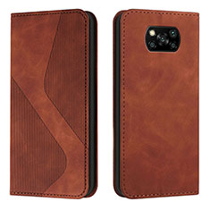 Coque Portefeuille Livre Cuir Etui Clapet H03X pour Xiaomi Poco X3 NFC Marron