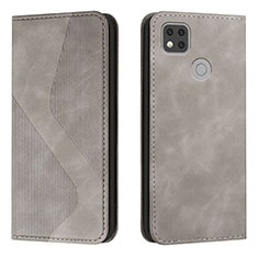 Coque Portefeuille Livre Cuir Etui Clapet H03X pour Xiaomi Redmi 9 Activ Gris