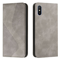 Coque Portefeuille Livre Cuir Etui Clapet H03X pour Xiaomi Redmi 9A Gris