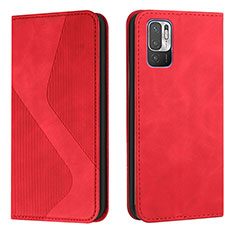 Coque Portefeuille Livre Cuir Etui Clapet H03X pour Xiaomi Redmi Note 10T 5G Rouge