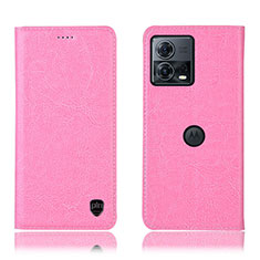 Coque Portefeuille Livre Cuir Etui Clapet H04P pour Motorola Moto Edge 30 Fusion 5G Rose