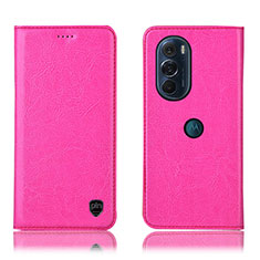 Coque Portefeuille Livre Cuir Etui Clapet H04P pour Motorola Moto Edge 30 Pro 5G Rose Rouge